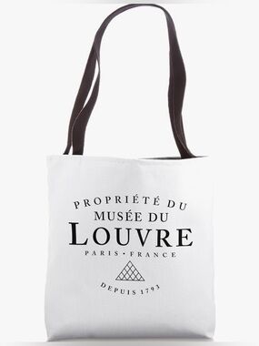 Louvre Printed Canvas Tote Bag with Dark Handles nwot